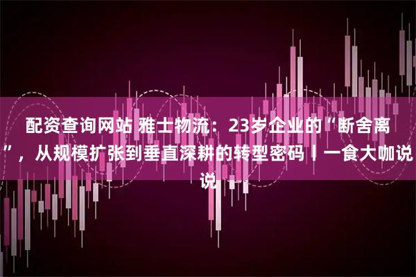 配资查询网站 雅士物流：23岁企业的“断舍离”，从规模扩张到垂直深耕的转型密码丨一食大咖说