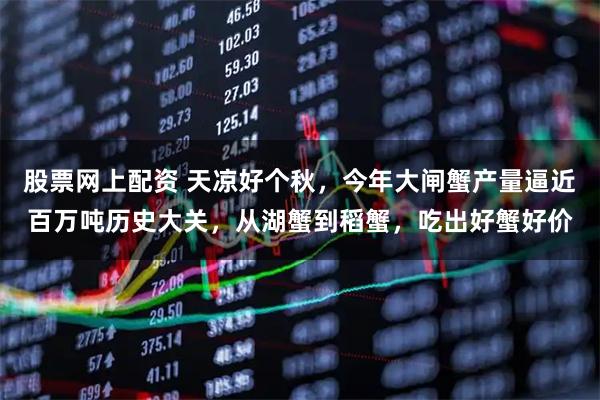 股票网上配资 天凉好个秋，今年大闸蟹产量逼近百万吨历史大关，从湖蟹到稻蟹，吃出好蟹好价